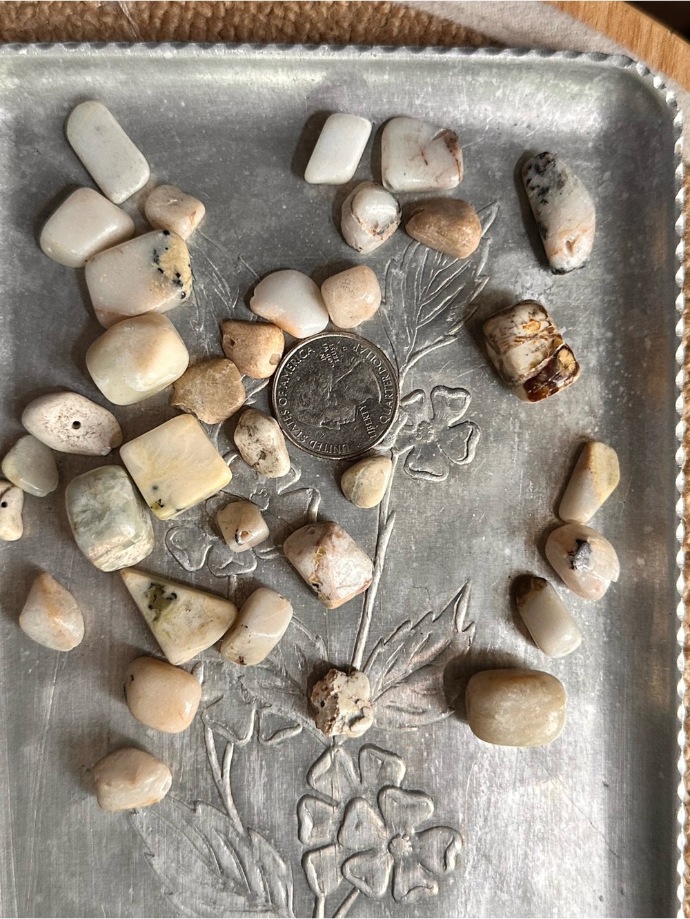 Natural Tumbled White and Cream Beads lot